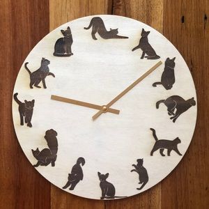 Cat Engraved Clock